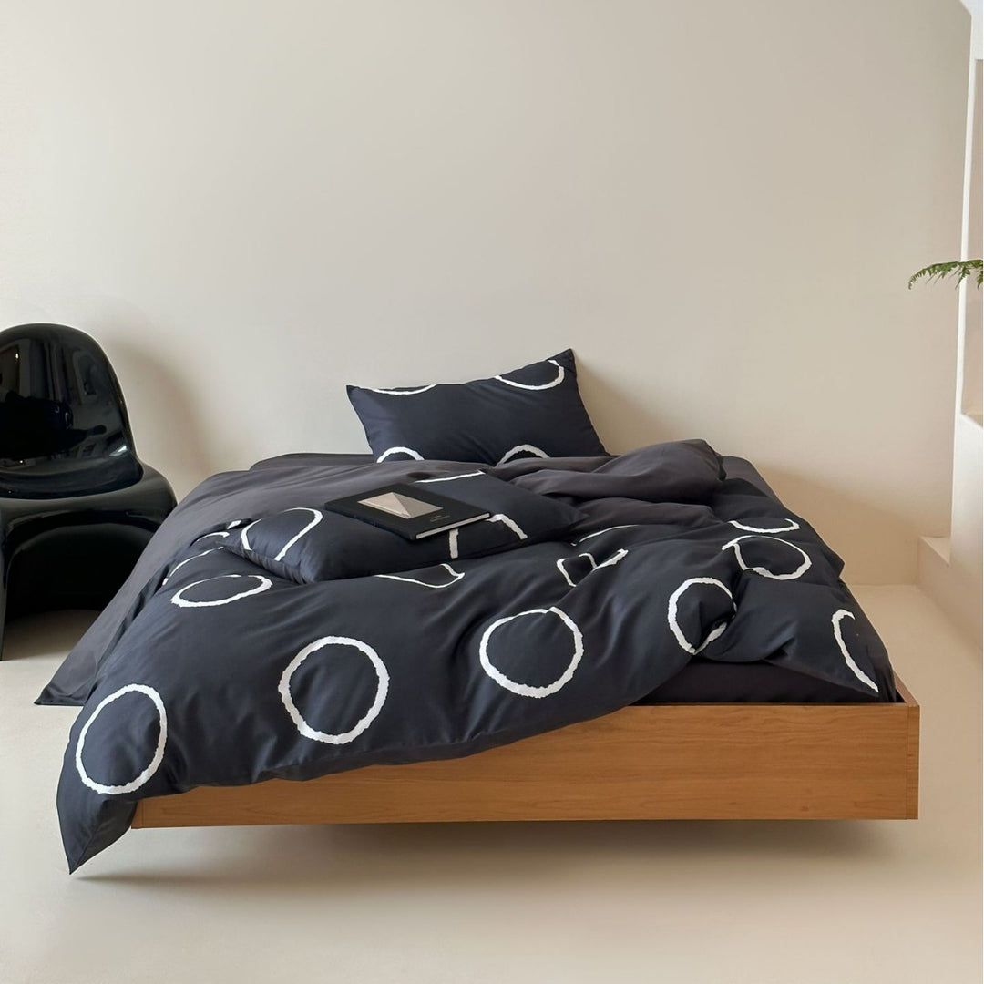 Duvet cover set made of cotton satin with Boho-Ethno pattern and reversible function
