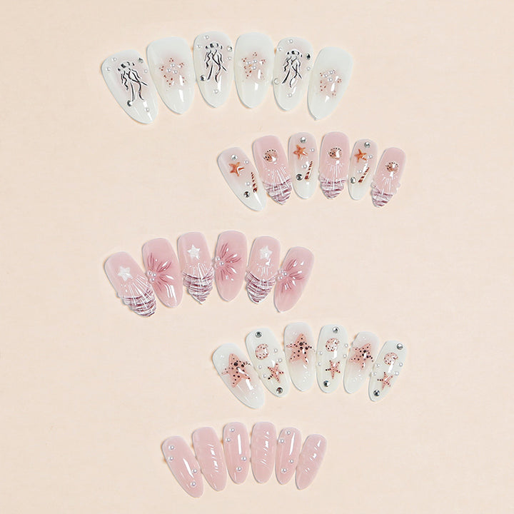 Artificial nails with maritime motifs and pearl embellishments Kalsten