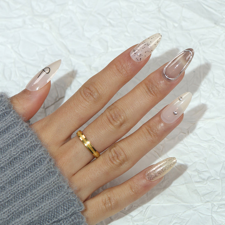 Premium Stiletto Press-On Nails with Glitter and Rhinestone Accents Kalsten