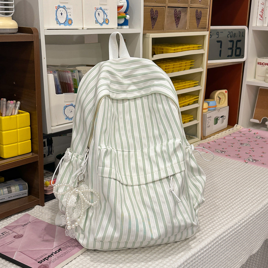 Chic Striped Canvas Backpack Kalsten
