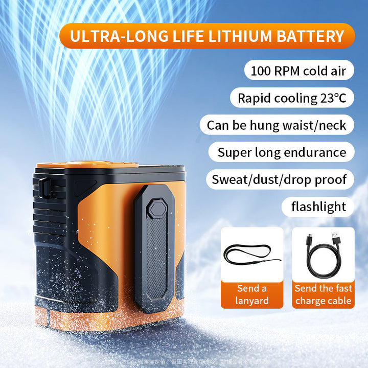 Unisex nan portable wearable rechargeable personal cooling fan with integrated flashlight and long-life lithium battery Kalsten