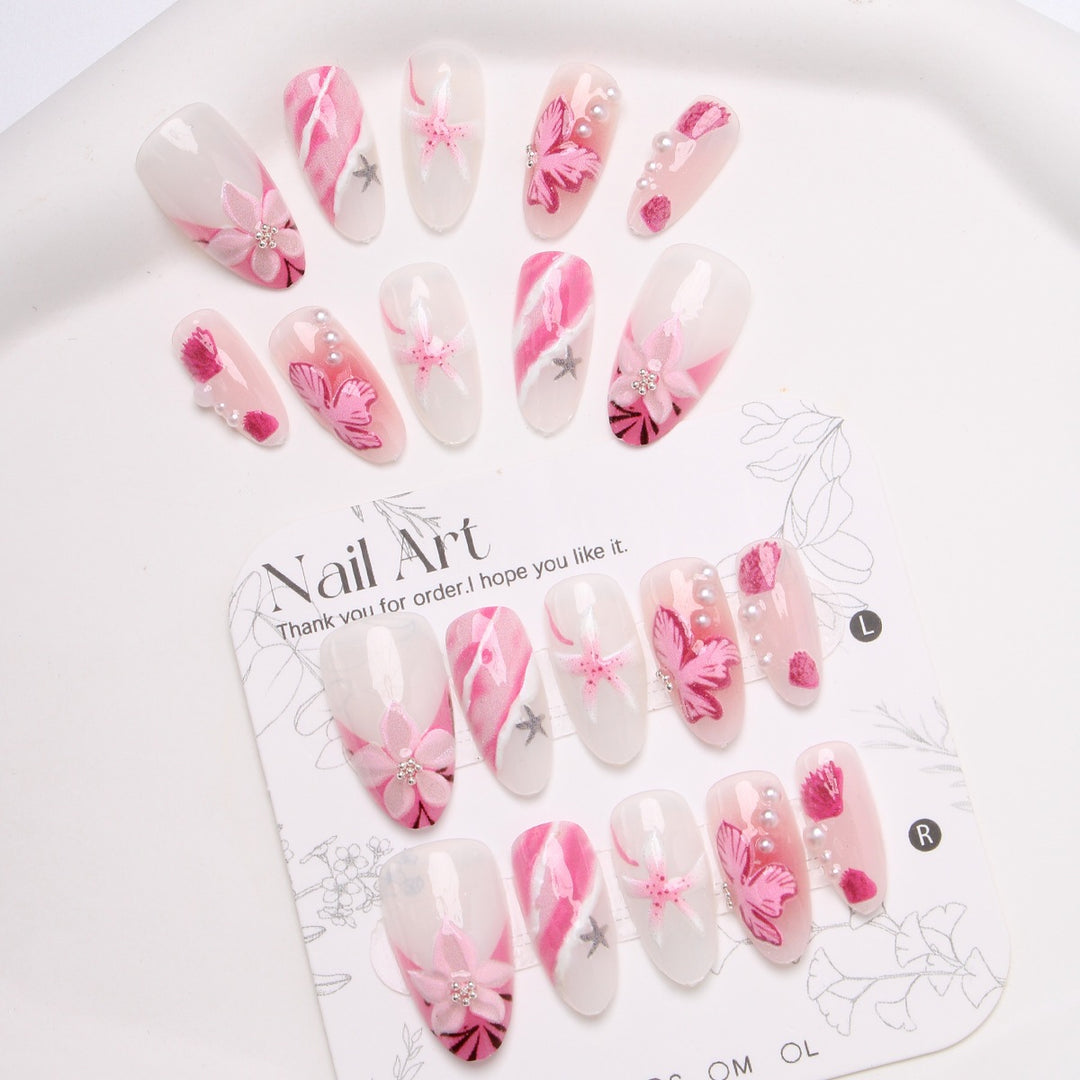 Elegant Floral Accented Press-On Nail Set Kalsten