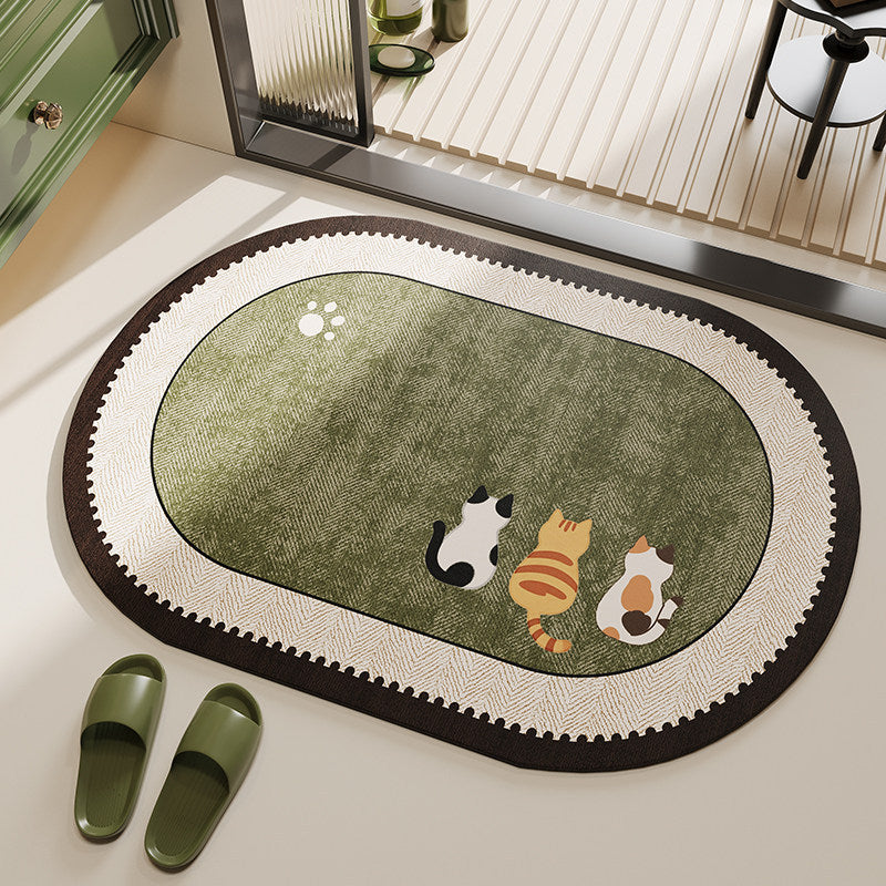 Cat-Themed Plush Bathroom Mat