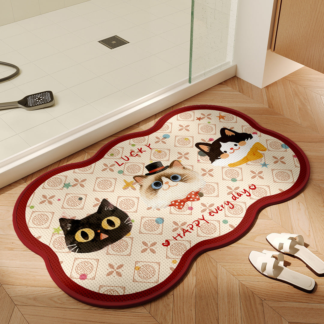Cute Cartoon Cat-Themed Bath Mat Kalsten