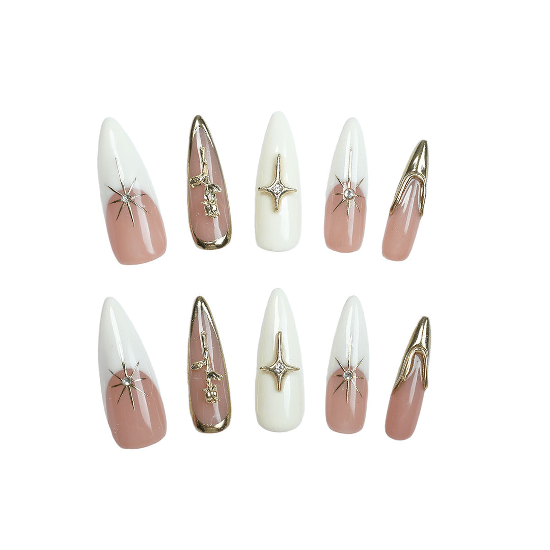 Artificial nail set with elegant 3D decorations and luxurious accents Kalsten