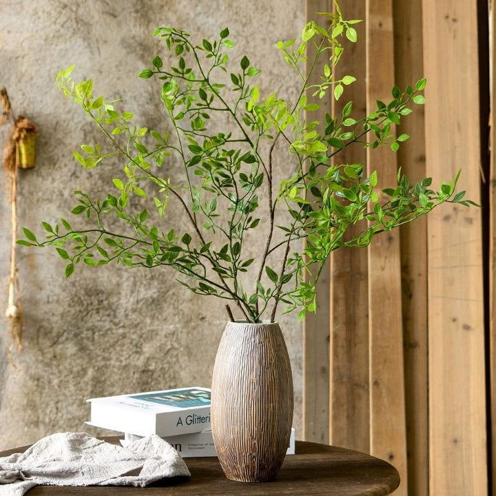 Elegant Glass Vase with Lifelike Greenery Arrangement