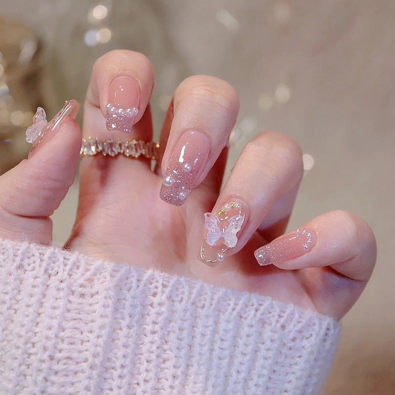 Artistic Butterfly Embellished Press-On Nails Kalsten