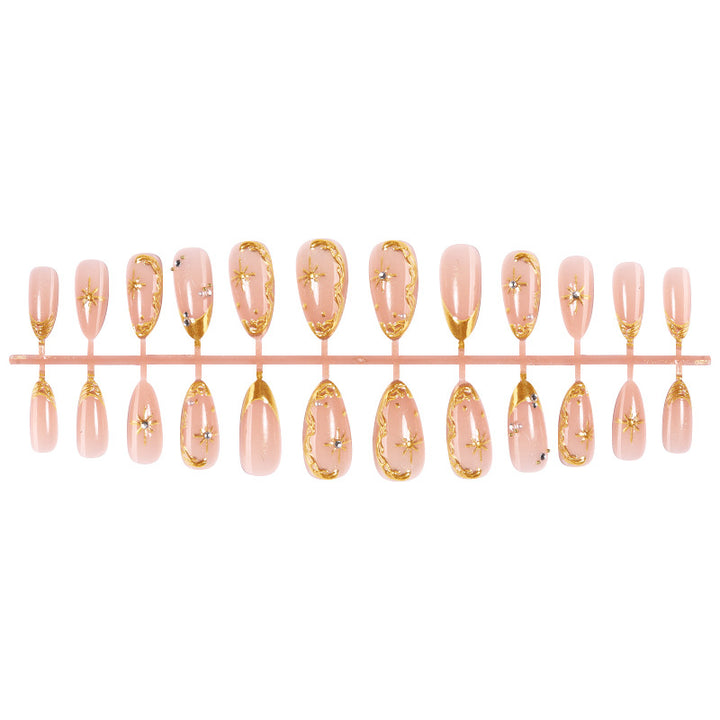 Decorative Press-On Nail Art Set with Gold Accents kalsten
