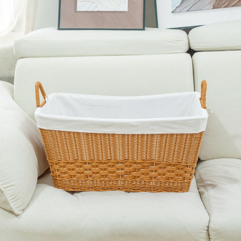 Braided storage basket with removable inner lining