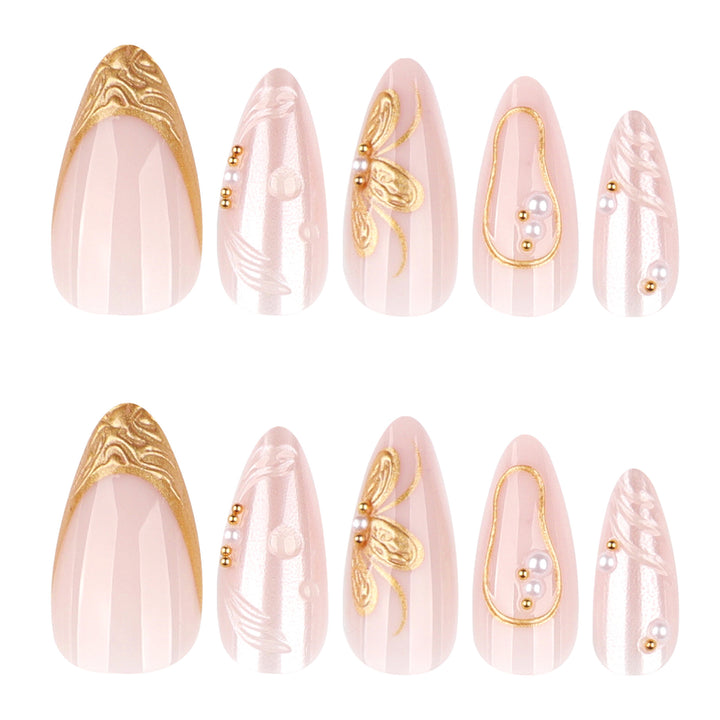 Elegant artificial nails with flower and glitter accents Kalsten