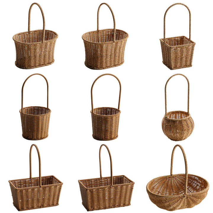 Decorative Woven Storage Basket with Mushroom Emblem Kalsten