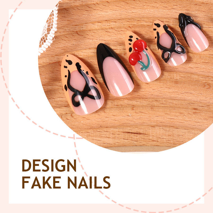 Creative nail art set with stylish bow and cherry motifs Kalsten