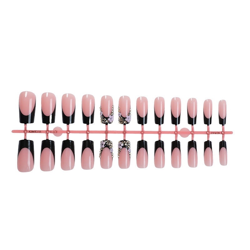 Elegant Press-On Nail Set with Rhinestone and Glossy Accents Kalsten