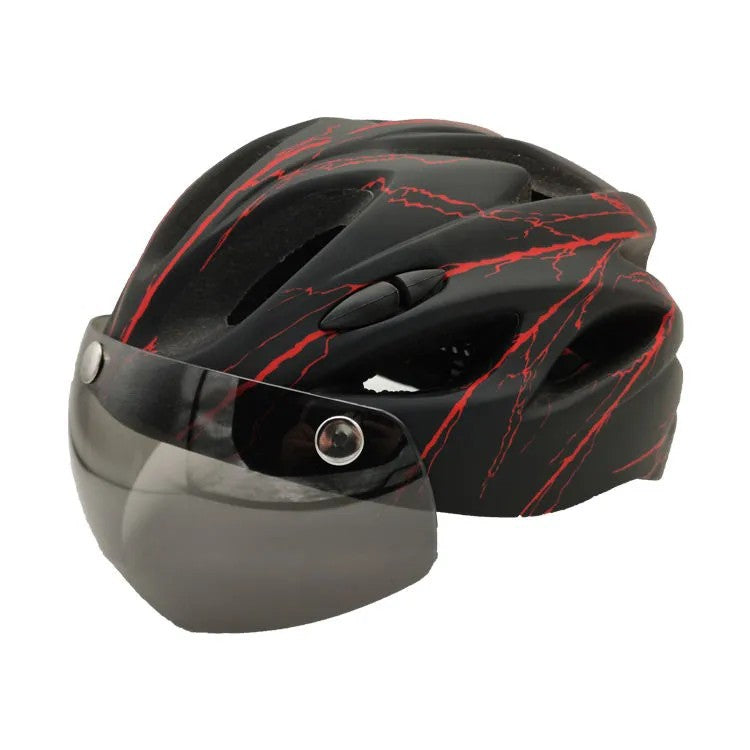 Sporty bicycle helmet with integrated visor Kalsten