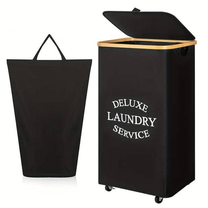 Laundry separation system with bamboo lid and multiple compartments Kalsten