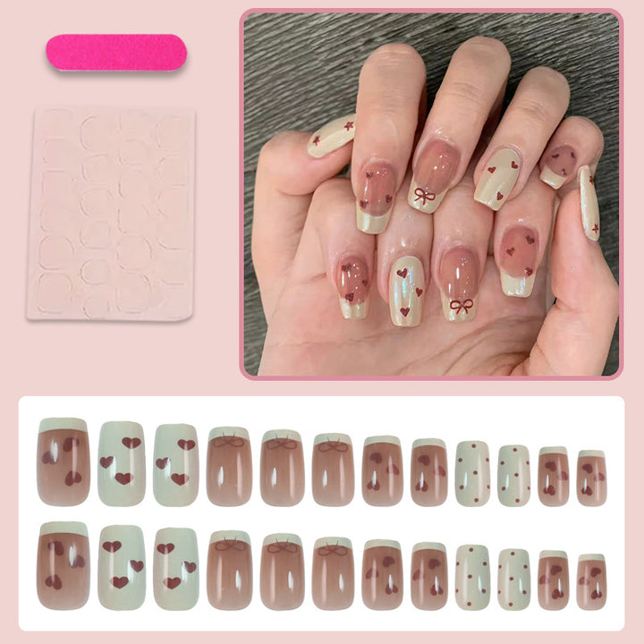 Artifical nails with romantic heart and ribbon designs Kalsten
