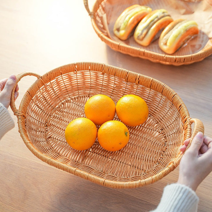 Handcrafted Round Wicker Fruit Bowl Kalsten