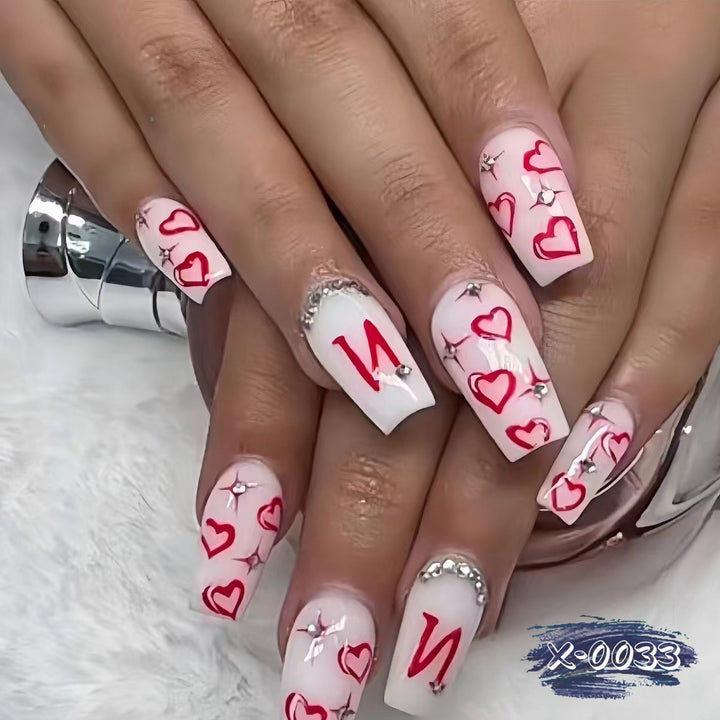Artistic Heart and Gem Nail Art Set