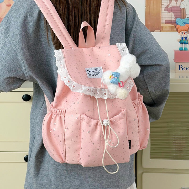 Star Print Ruffled Backpack Kalsten