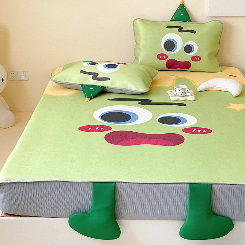Children's tension cover with anti-slip, cartoon breakfast print, and 3D boot applications