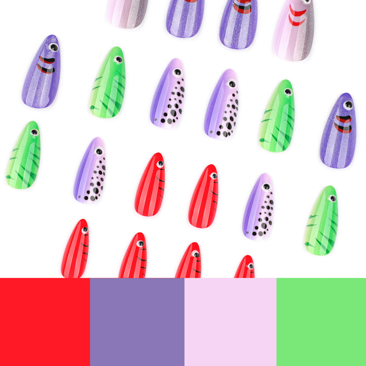 Artful Nail Extensions with Playful Fish Design Kalsten