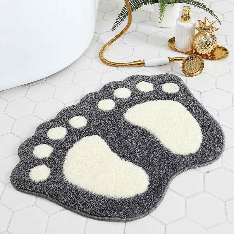 Playful Footprint Bath Rug for Bathroom
