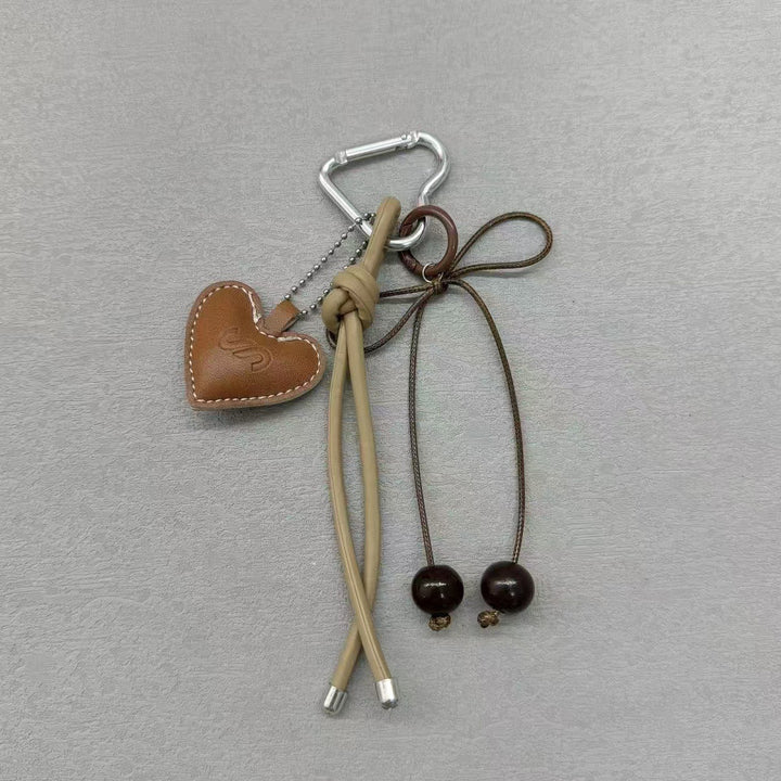 Heart-Shaped Leather Charm Keychain Kalsten