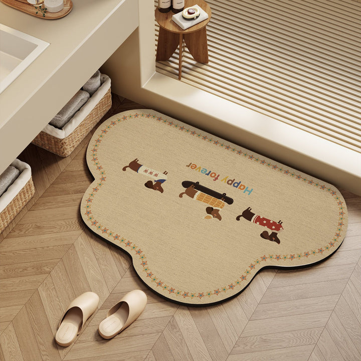 Playful dog-themed bath mat