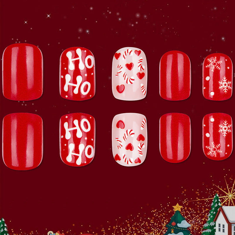 Artificial Nails with Festive Christmas Design Kalsten