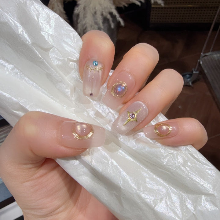 Decorative Press-On Nail Art Set with Gemstone Accents Kalsten