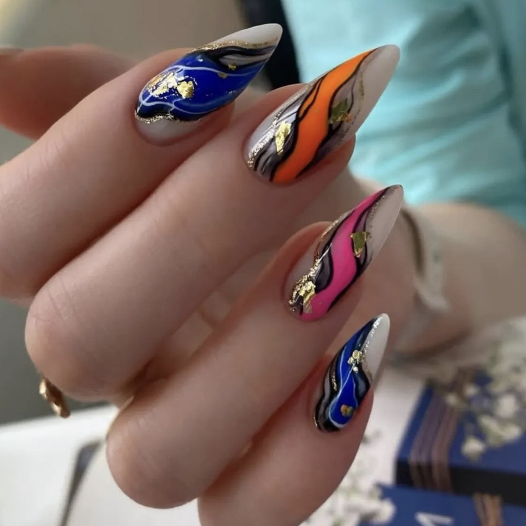 Artistic Marble Nail Art Extensions Kalsten