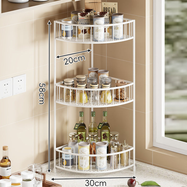 Triangular Triple-Tier Gold-Plated Corner Pantry & Spice Organizer