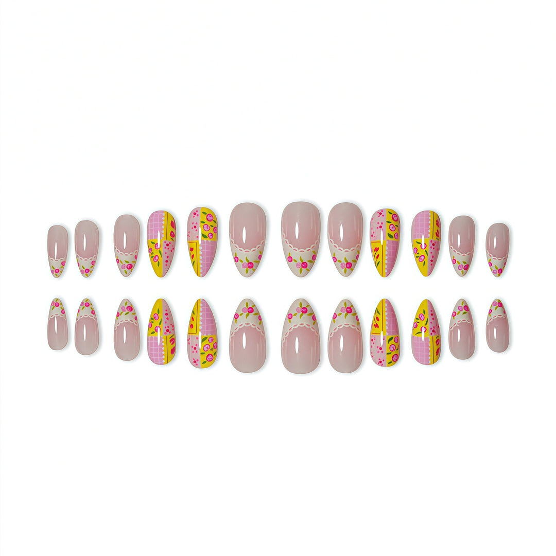 Decorative Floral Press-On Nail Art Kalsten