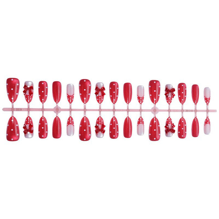 Decorative Press-On Nail Set with Bow Accents kalsten