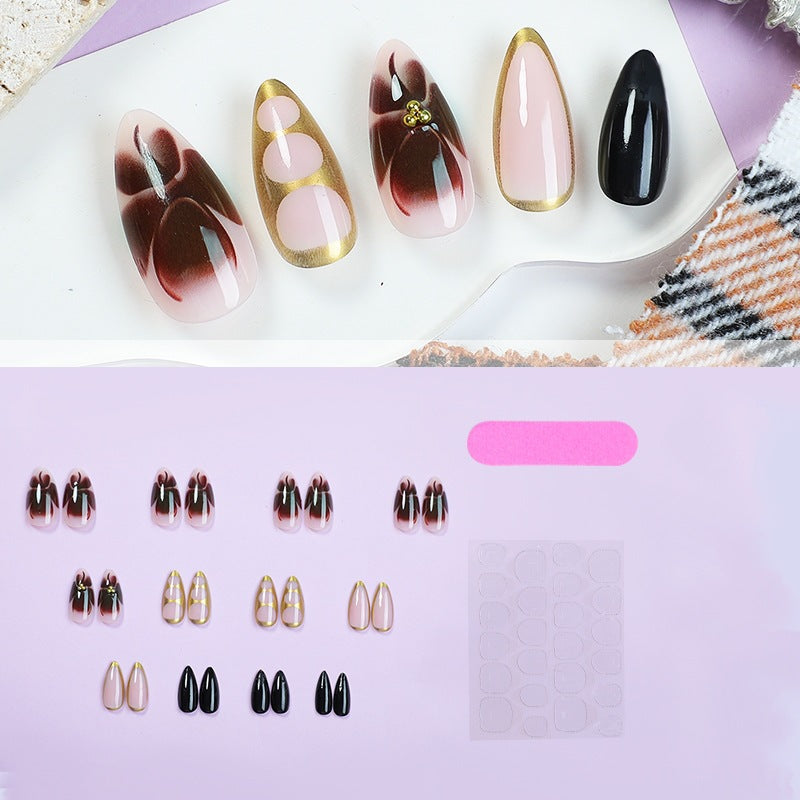 Artificial Nail Set with Elegant Patterns and Glitter Accents Kalsten