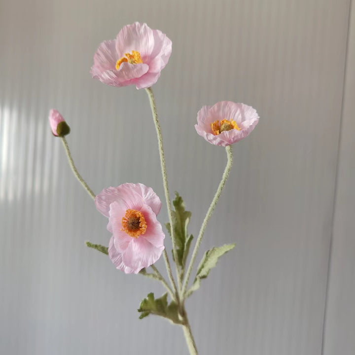 Lifelike Silk Poppy Flower Stem