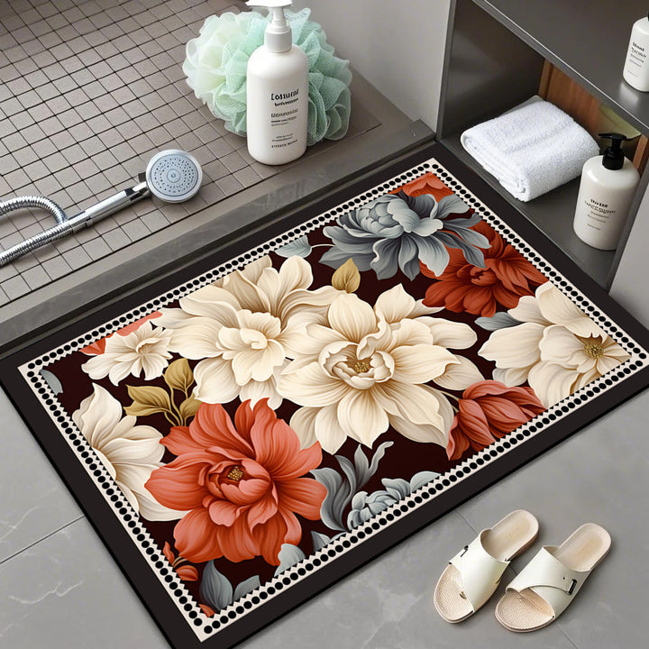 Floral Patterned Comfort Bath Mat Kalsten