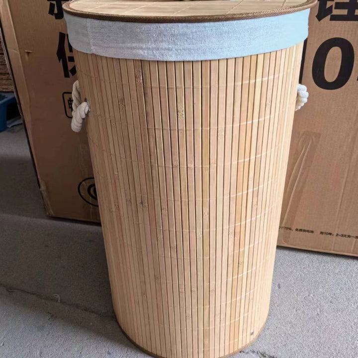 High-quality bamboo laundry container with lid Kalsten