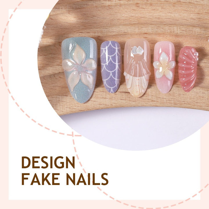 Artificial nail set with elegant floral and geometric designs Kalsten