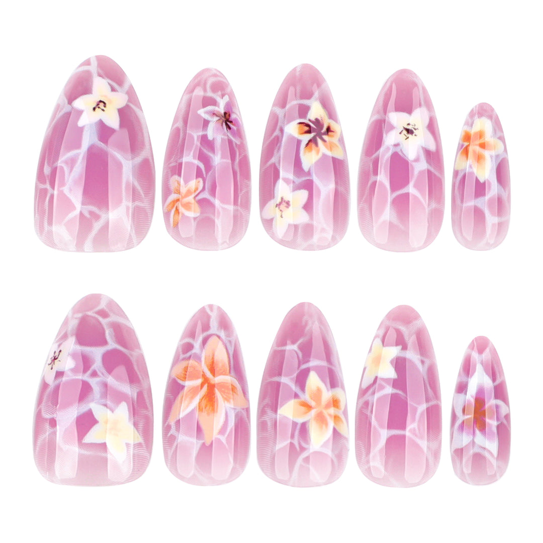Artistic press-on nails with floral design Kalsten