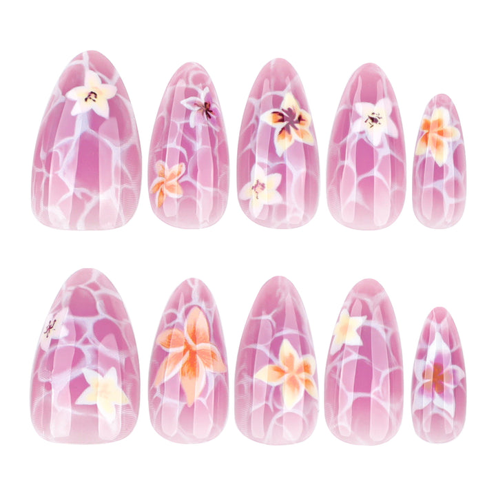 Artistic press-on nails with floral design Kalsten