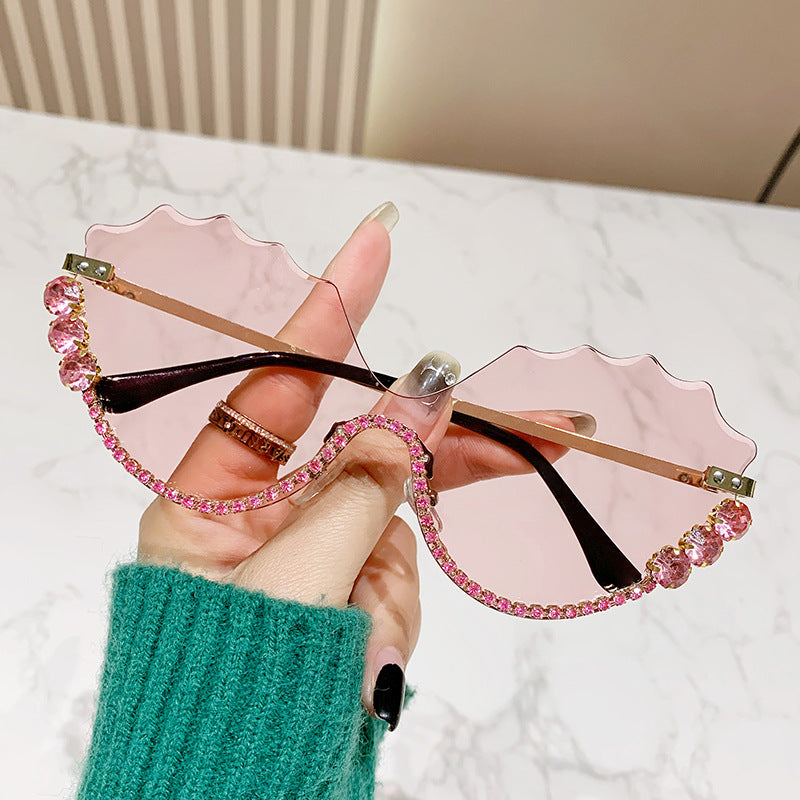 Luxury Rhinestone-Embellished Shield Sunglasses