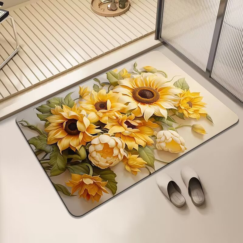 Floral Design Non-Slip Bath Mat
