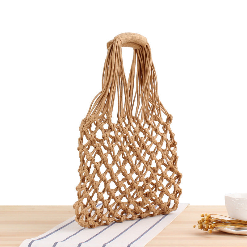 Handmade mesh tote bag with ergonomic carrying handle Kalsten