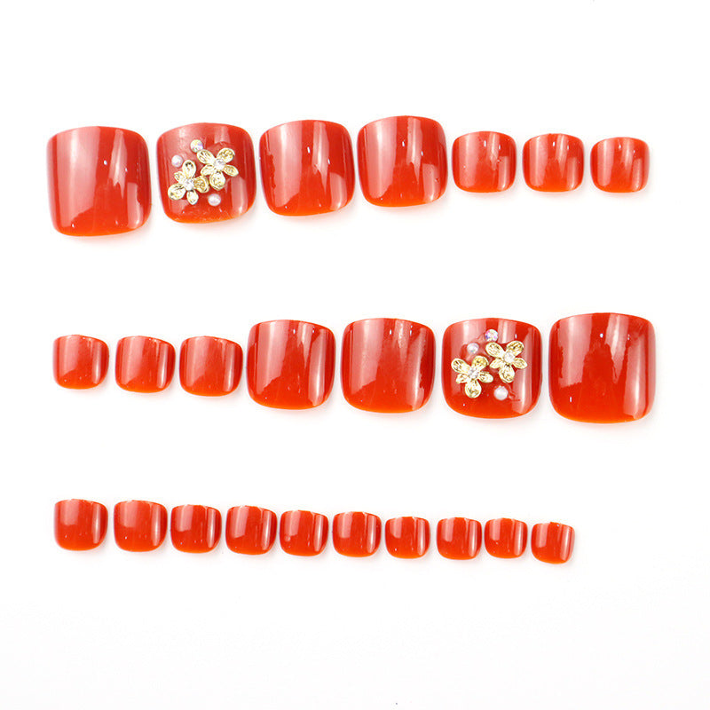 Elegant Rhinestone-Decorated Press-On Toenails
