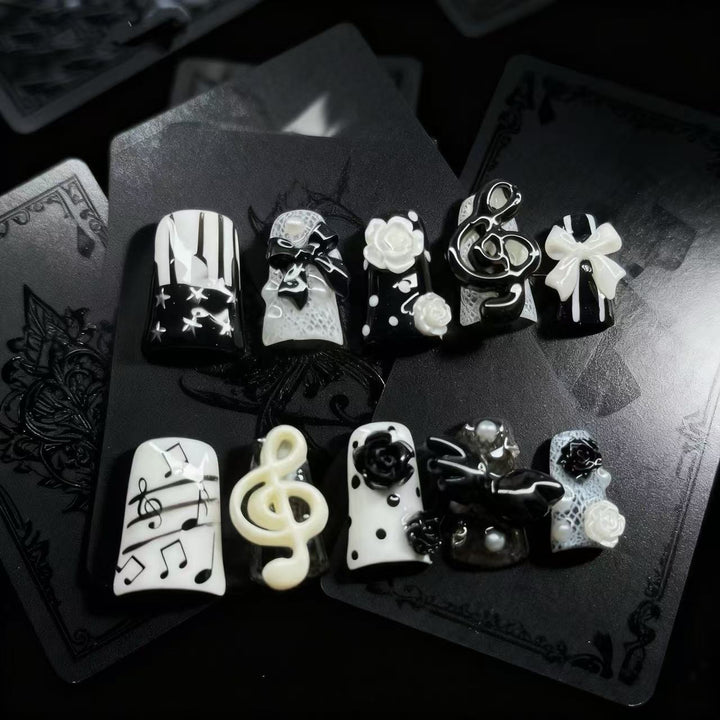 Musical-Themed Decorative Press-On Nail Art Set