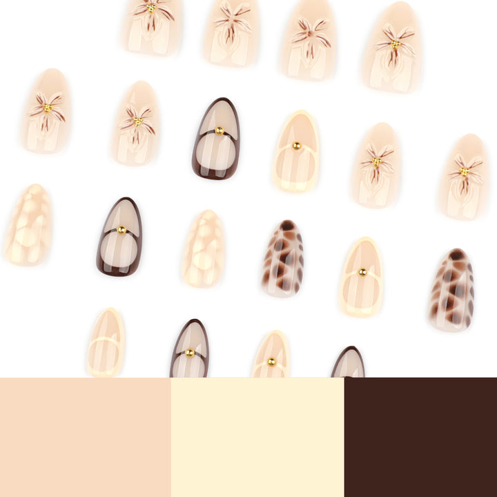 Artful Nail Extensions with Floral and Glitter Details Kalsten