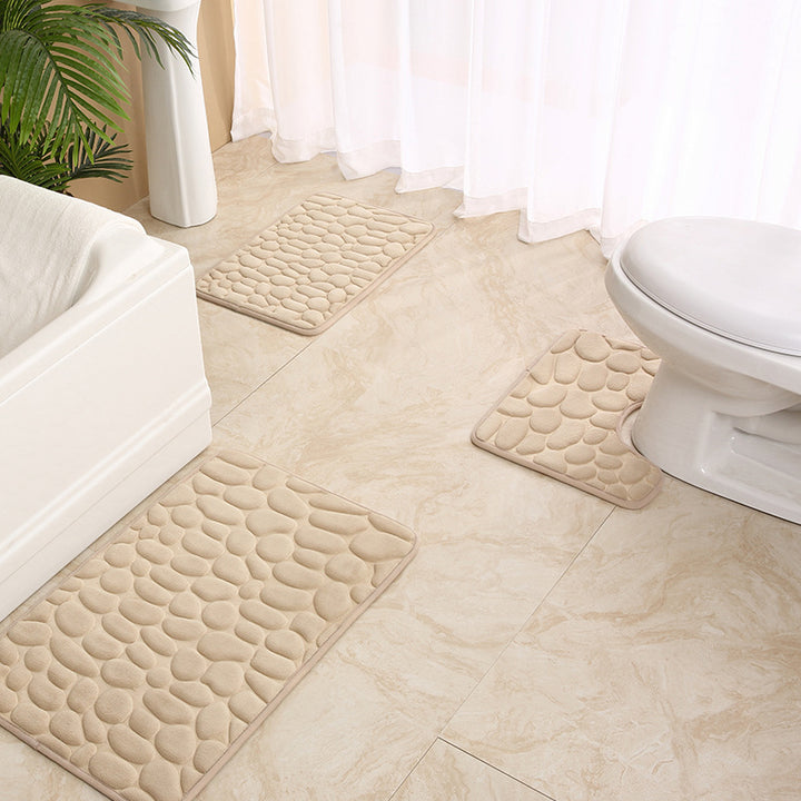 Soft Touch Stone Pattern Bathroom Rug Set Kalsten