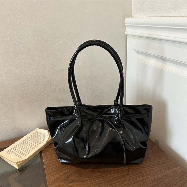 Sleek Patent Leather Tote Bag
