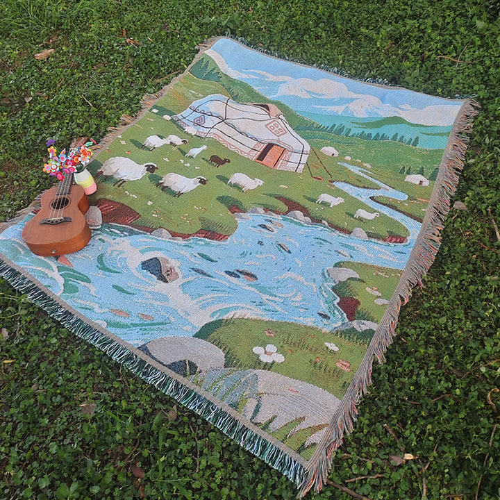 Cozy Landscape-Themed Throw Blanket